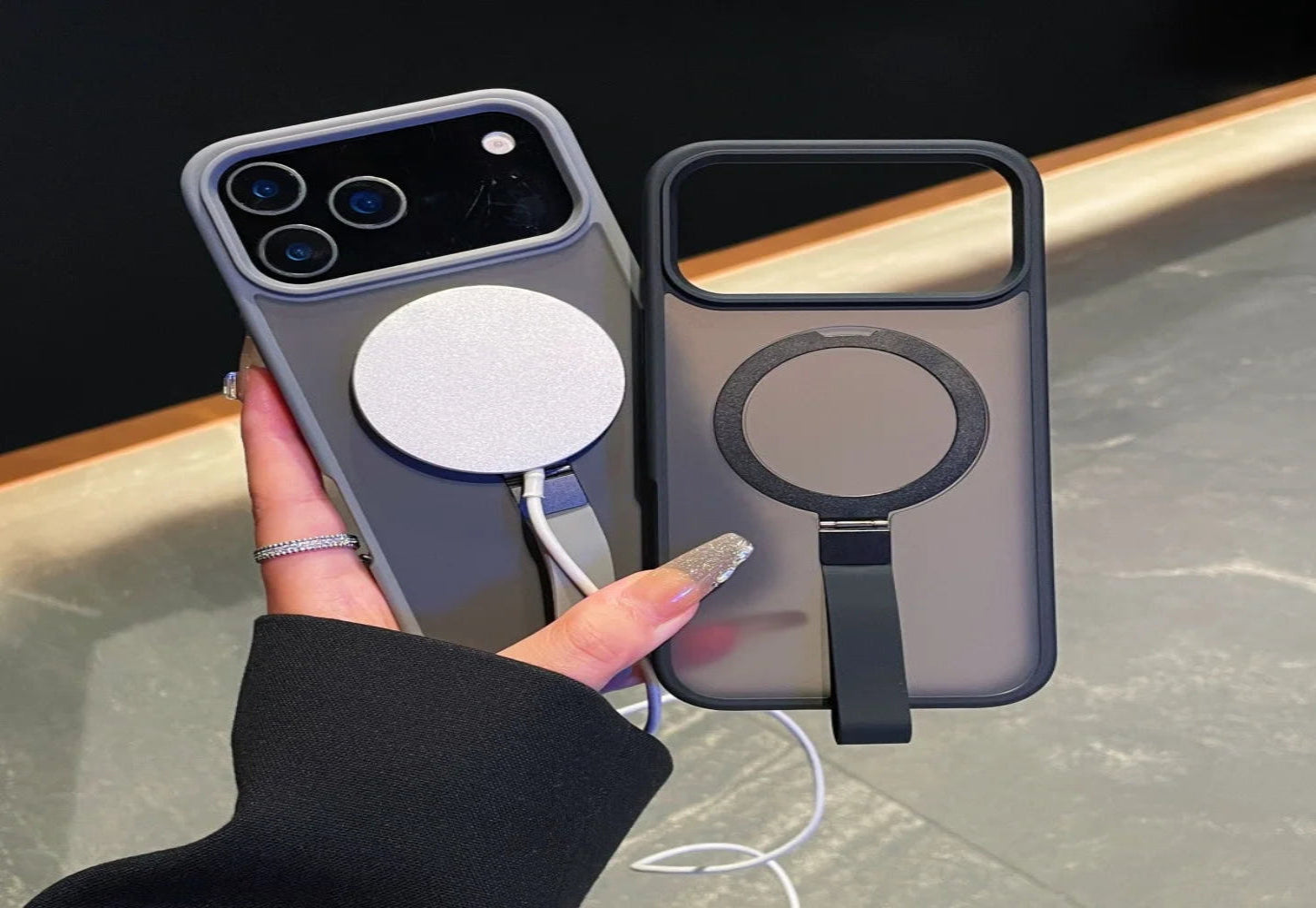 Magsafe Bracket Lanyard 2In1 Magnetic Phone Case for Iphone 17 Air 16 15 14 plus 12 13 Pro Max 11 Shockproof Bumper Matte Cover